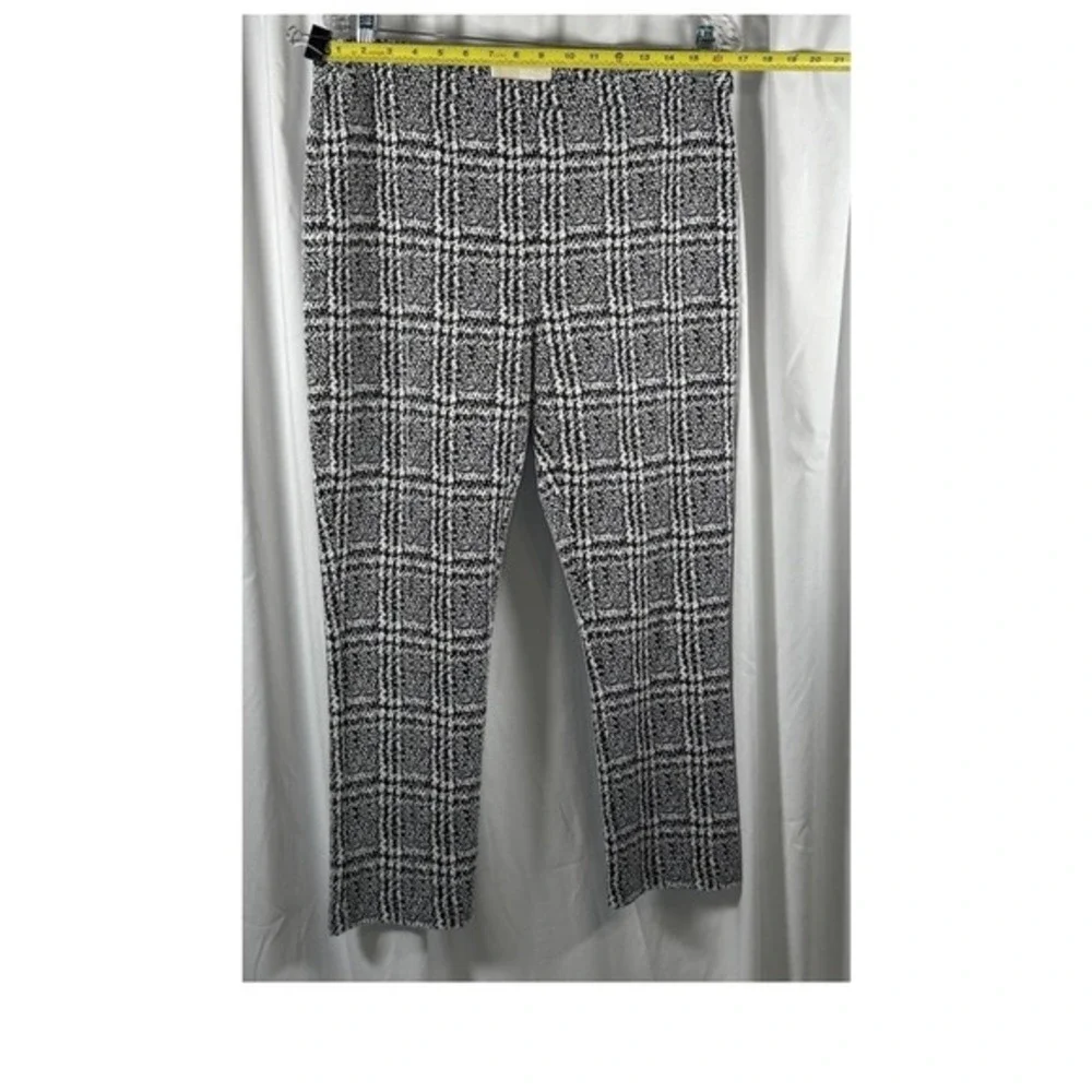 Michael‎ Kors Black White Plaid Knit Pull On Ankle Pants L Preppy Chic 86-35